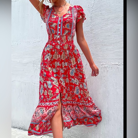 TRIBAL PRINT RUCHED DRESS - Picture 4 of 14